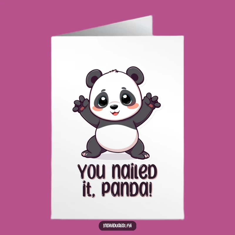 Free Printable Panda Congrats Card: Unconventional Pose for Big Wins Downloadable