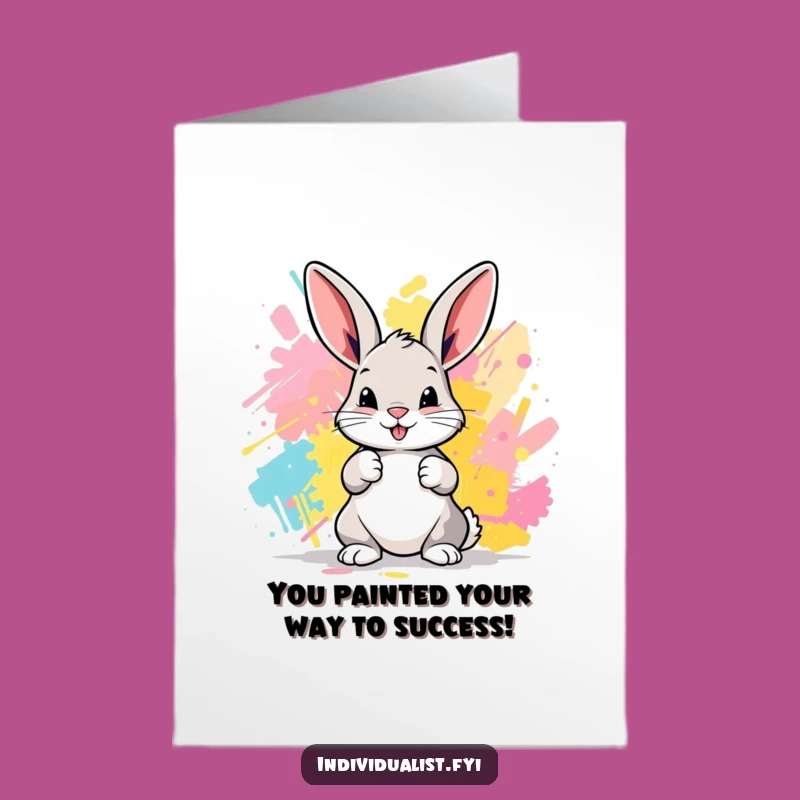 Free Printable Congrats Card: Bunny Artist's Masterpiece, Unique Downloadable Gift