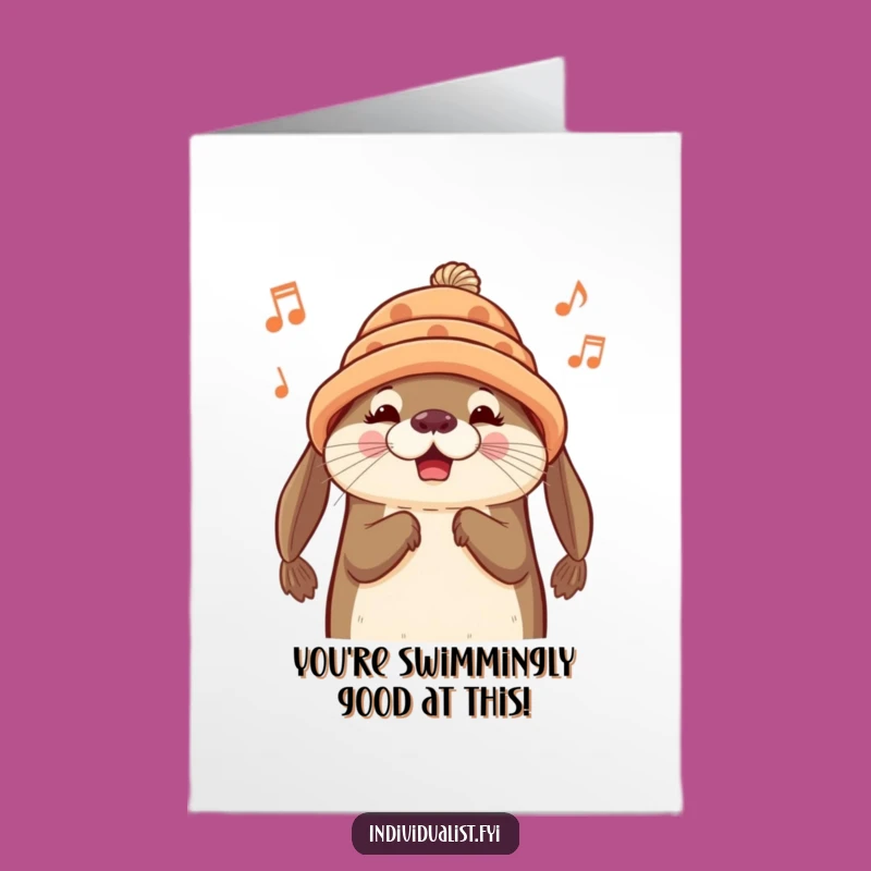 Free Printable Congrats Card: Cheerful Otter's Tune, Unique Downloadable Gift