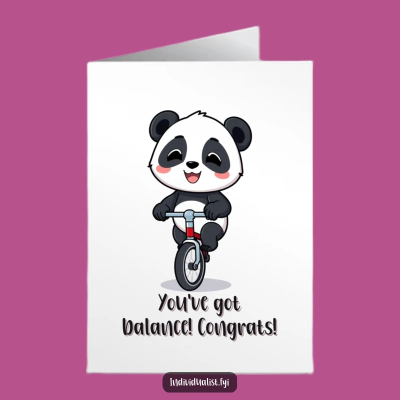 Free Printable Congrats Card: Panda's Unicycle Triumph for Your Success!