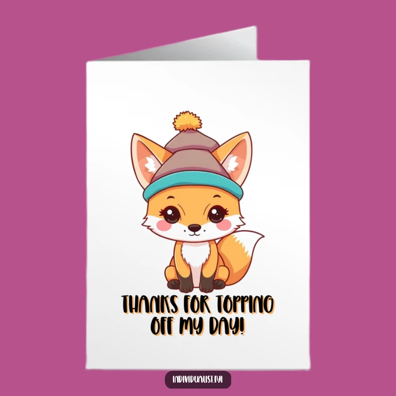 Free Printable Fox Hat Thank You Card: Funny Downloadable Gift for Quirky Thanks
