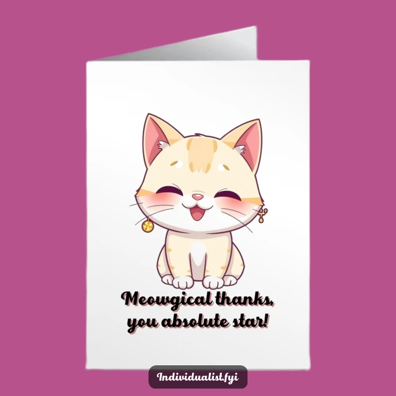 Free Printable Giggling Cat Thank You Card: Appreciate Them with Funny Downloadable Art