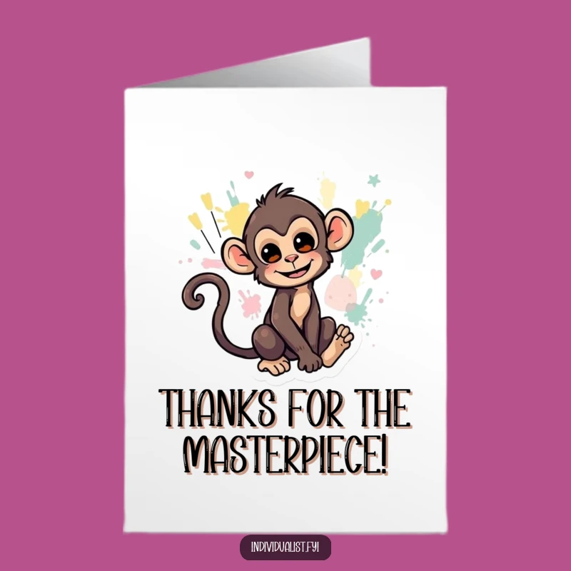 Free Printable Monkey Tail Art Thank You Card: Creative Downloadable Gift of Thanks