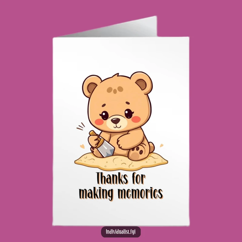 Free Printable Thank You Card: Bear's Sand Art Thanks Funny Downloadable Gift