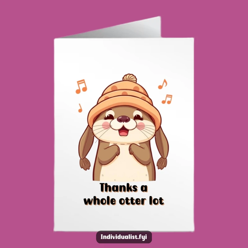 Free Printable Thank You Card: Otter's Musical Thanks, Unique Downloadable Gift