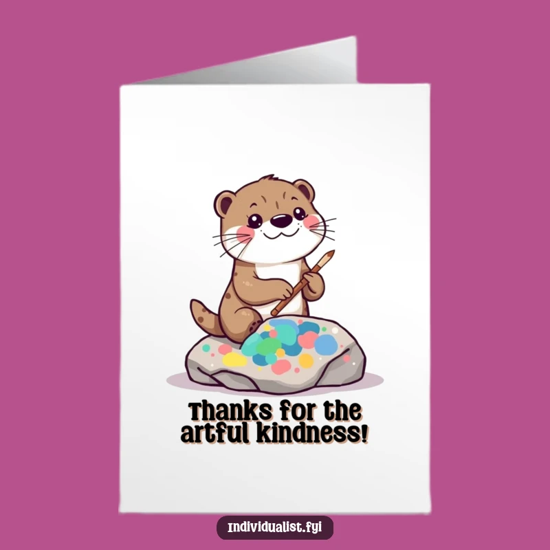 Free Printable Thank You Otter Card: Artistic Kawaii Paint Gift