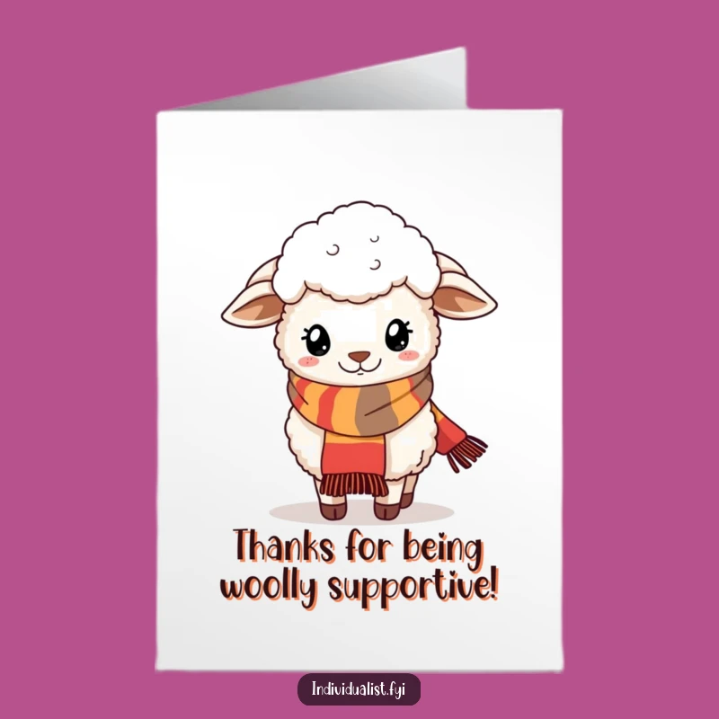 Free Printable Sheep Scarf Thank You Card: Funny Downloadable Gift for Stylish Thanks