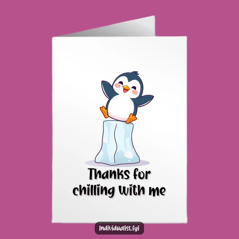 Free Printable Thank You Card: Penguin Balance, Cool Gratitude, Downloadable Gift