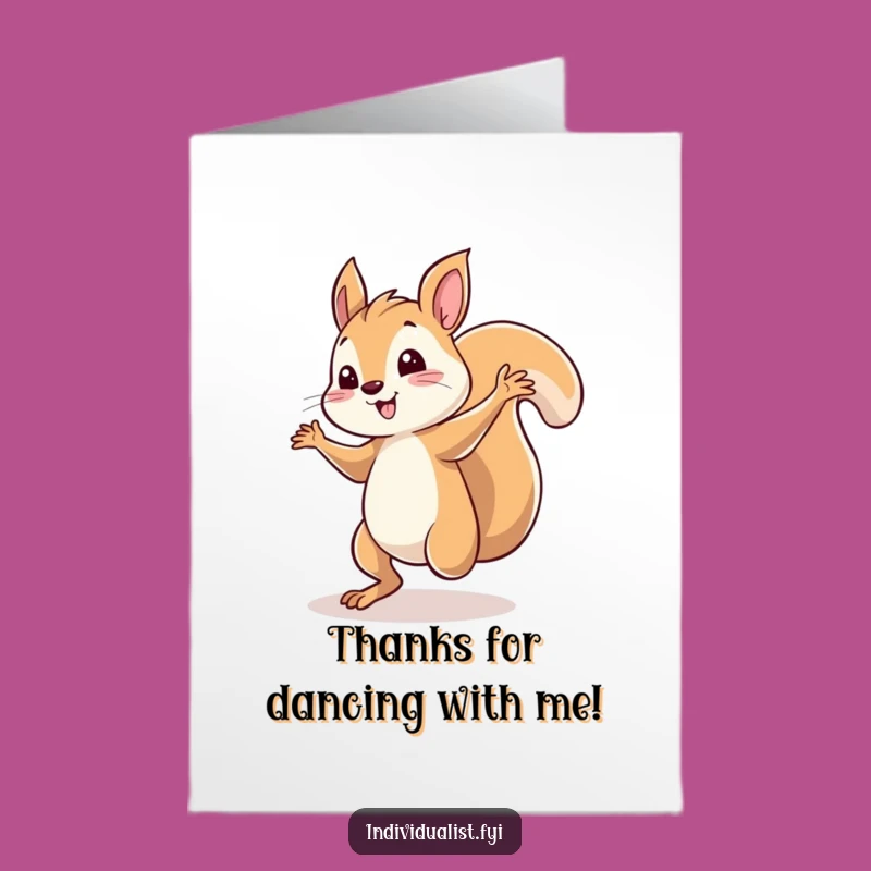 Free Printable Thank You Card: Whimsical Squirrel Dancing Solo Says Thanks!