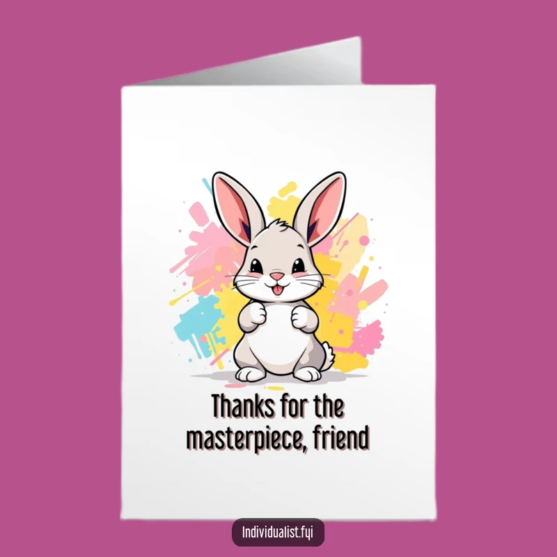 Free Printable Thank You Card: Bunny's Colorful Thanks, Unique Downloadable Gift