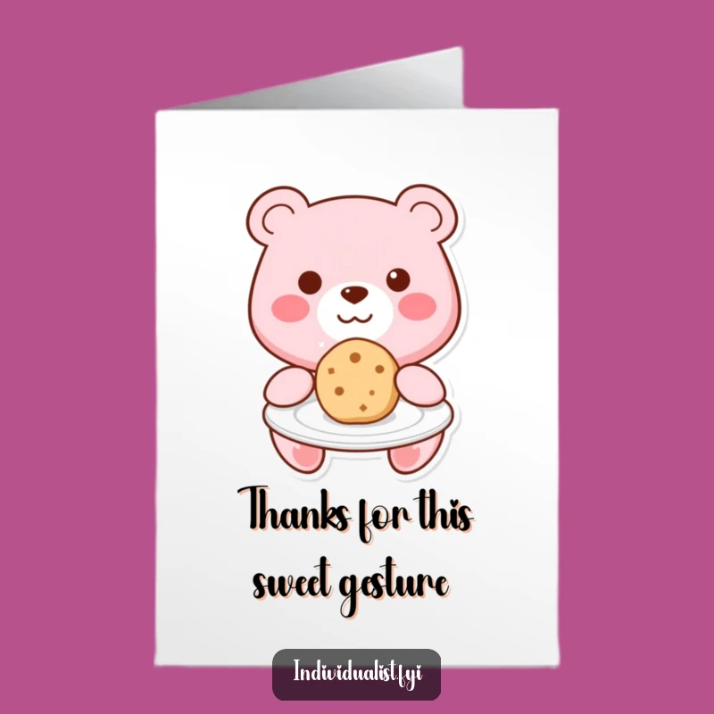 Free Printable Thank You Card: Kawaii Bear Cookie - Grateful Downloadable Gift!
