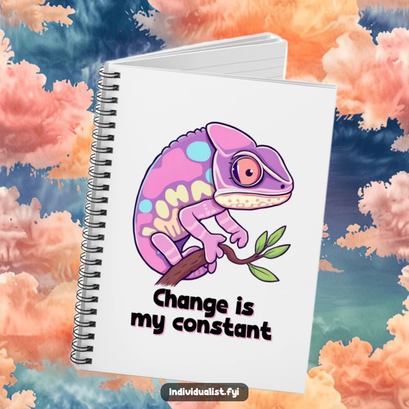 Funny Chameleon Notebook: Curious chameleon changing to a vibrant hue, inspiring colorful thoughts and funny notes.