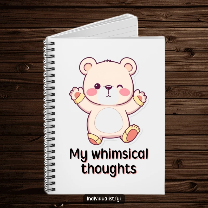 Funny notebook for quirky thinkers featuring a whimsical bear wearing mismatched socks, striking a unique pose, perfect for notes.