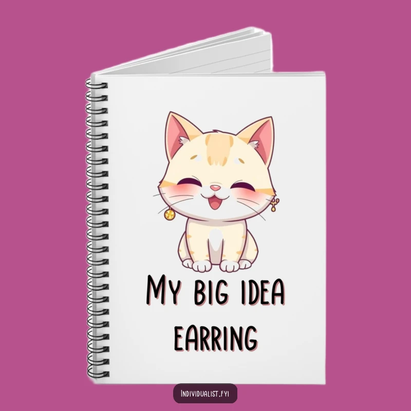 Funny Giggling Cat Sparkly Earring Notebook - Journal Your Hilarious Thoughts