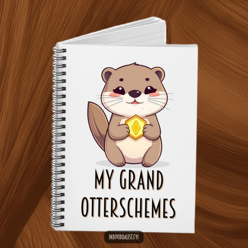 Funny Otter Notebook with a mystical amulet, ideal for jotting down creative ideas and magical thoughts.