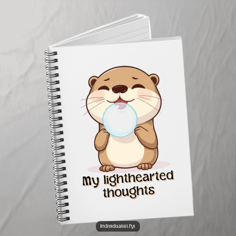 Funny Otter Notebook: A joyful otter balances a single, perfectly round bubble on its nose, ideal for journaling and creative ideas, a lovely funny gift.