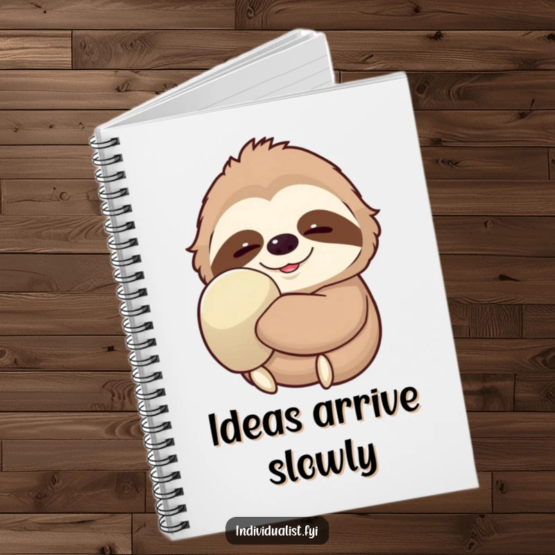 Funny Sloth Notebook with a contented sloth wearing one large glove and smiling peacefully, ready to record your thoughts.