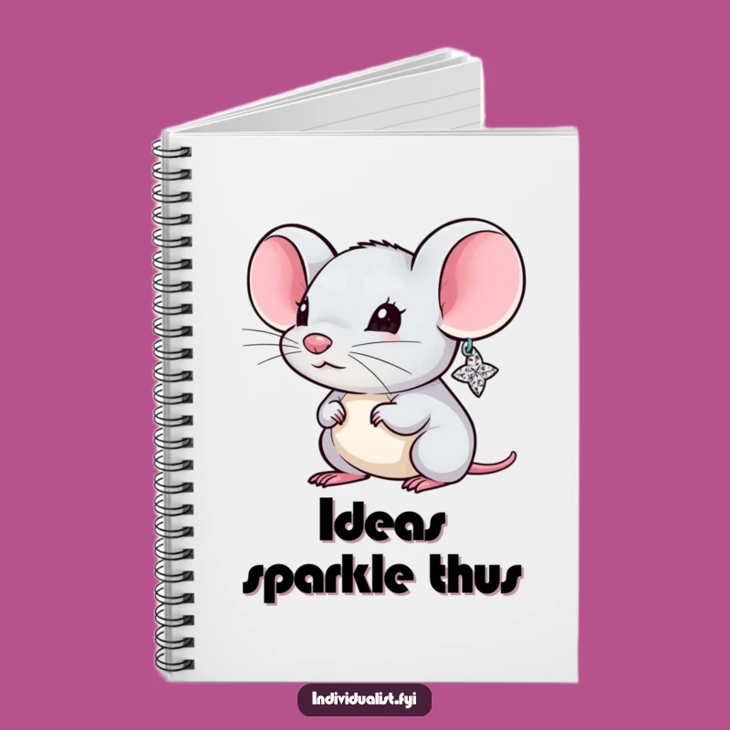 Funny Mouse Sparkly Earring Notebook - Journal Critter Glam Humor Pad