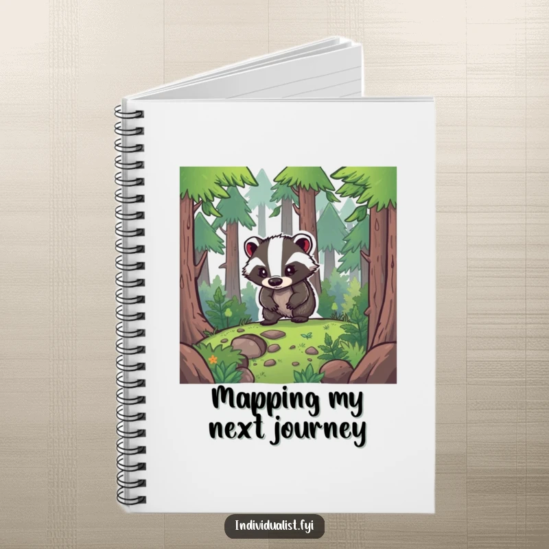 Funny Notebook: A determined badger carves its path through a forest, inspiring bold ideas and adventurous note-taking.