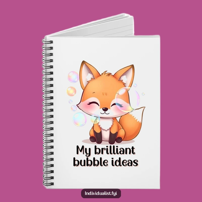 Funny Fox Blowing Iridescent Bubbles Notebook - Whimsical Journal Gift