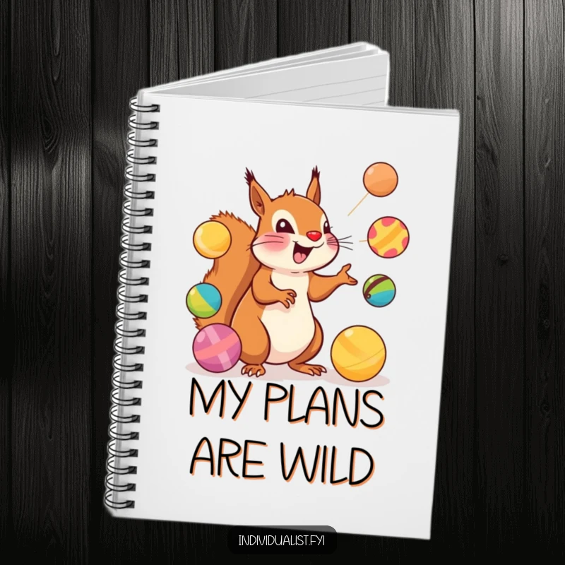 Funny Squirrel Notebook: An excited squirrel juggles colorful balls while inspiring note-taking and idea generation.