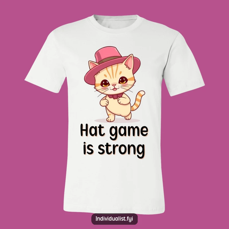 Funny Cat Hat Smirk T-Shirt: Confident Feline Fashion Icon, Great Humorous Gift