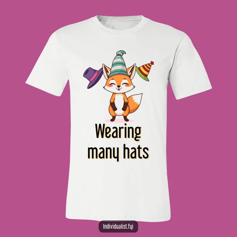 Funny Fox Juggling T-Shirt: Lively Fox with Hats, Perfect Funny Fashion Gift