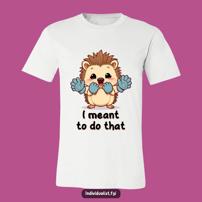 Funny Hedgehog Mismatched Gloves T-Shirt: Quirky Apparel for Humorous Souls