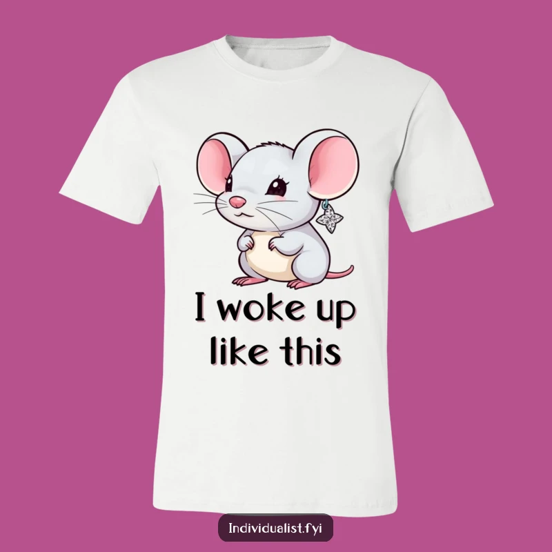 Funny Mouse Sparkly Earring T-Shirt - Adorable Critter Glam Humor Tee