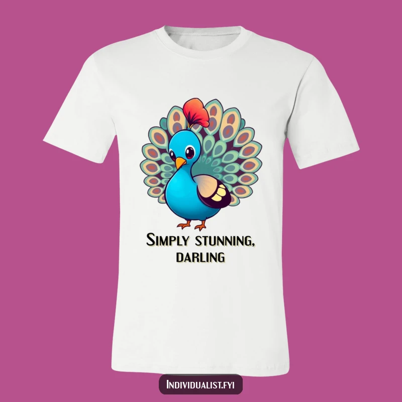 Funny Peacock Strutting T-Shirt: Proud Bird Showing Feather, Statement Tee, Great Gift
