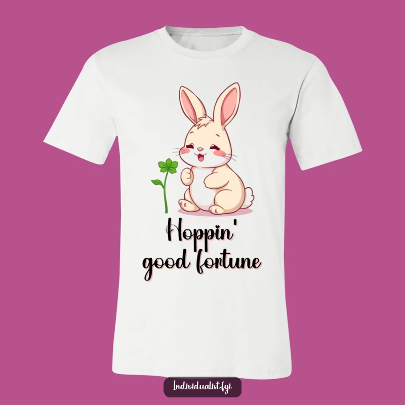 Funny Rabbit Clover T-Shirt: Cheerful Hare's Lucky Discovery - A Hilarious Gift!