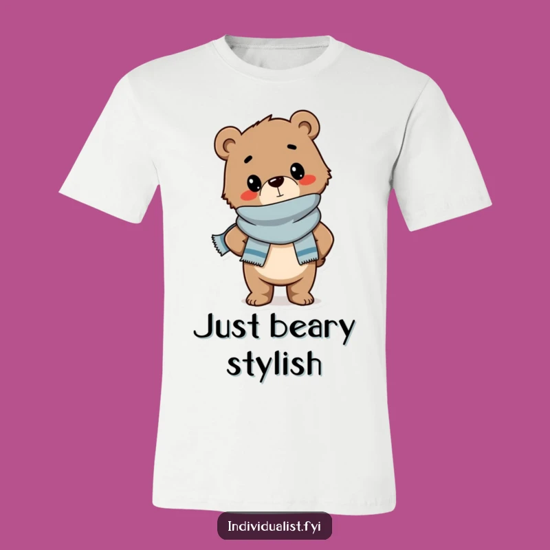 Funny Bear Cub Scarf T-Shirt: Fashionable and Hilarious Tee for Trendsetters and Animal Adorers