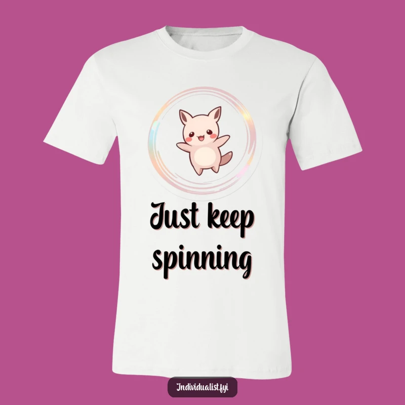 Funny Spinning Silhouette T-Shirt: Happy Creature's Shimmering Trail, Awesome Funny Gift!