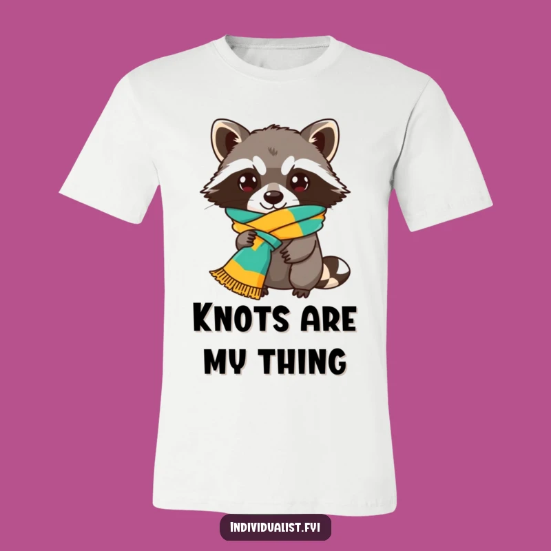 Funny Raccoon Scarf T-Shirt - Playful Bandit Fashion Humor Tee
