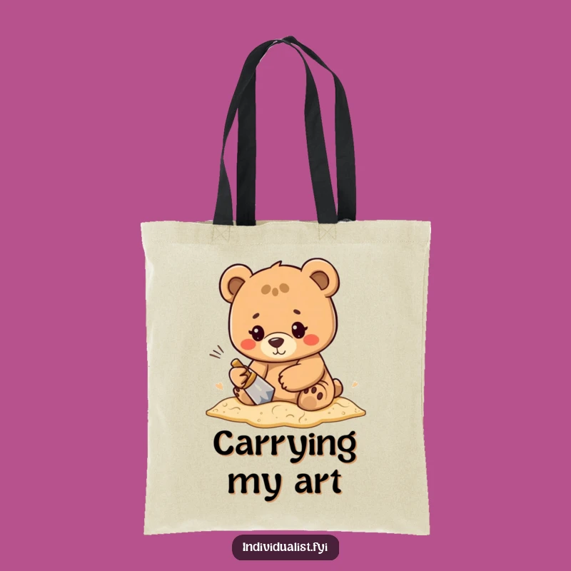 Funny Bear Sand Artist Tote Bag - Carry Your Creations Character Style