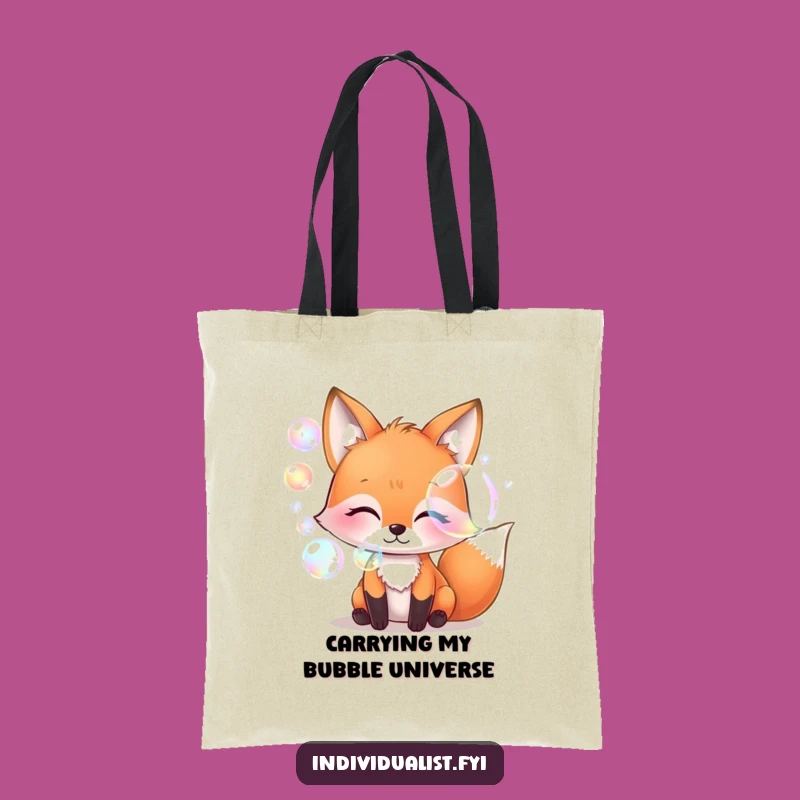 Funny Fox Blowing Iridescent Bubbles Tote Bag - Whimsical Eco Gift