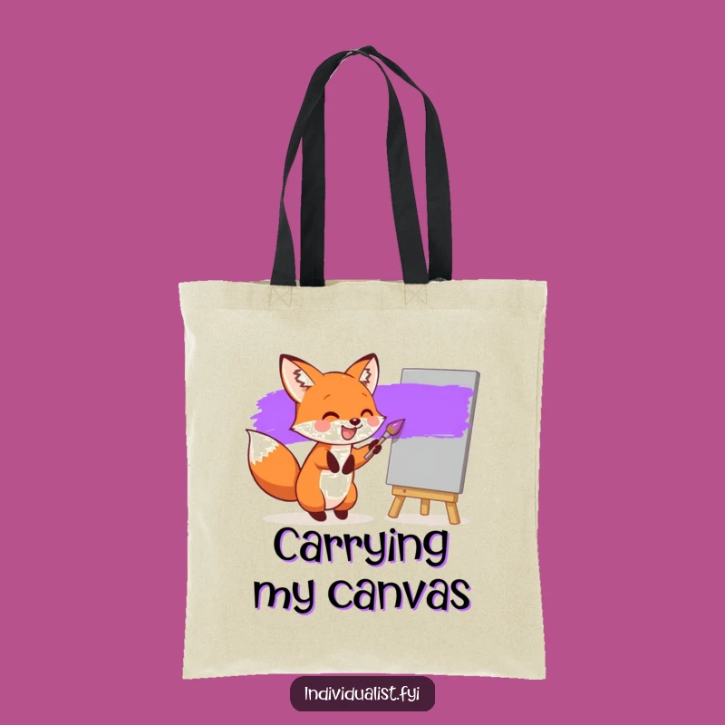 Funny Fox Painting Tote Bag: Artistic Purple Accent, Ideal Humorous Gift
