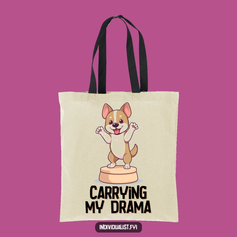 Funny Dog Pose Tote Bag: Theatrical Canine Carry-All, Ideal Humorous Gift