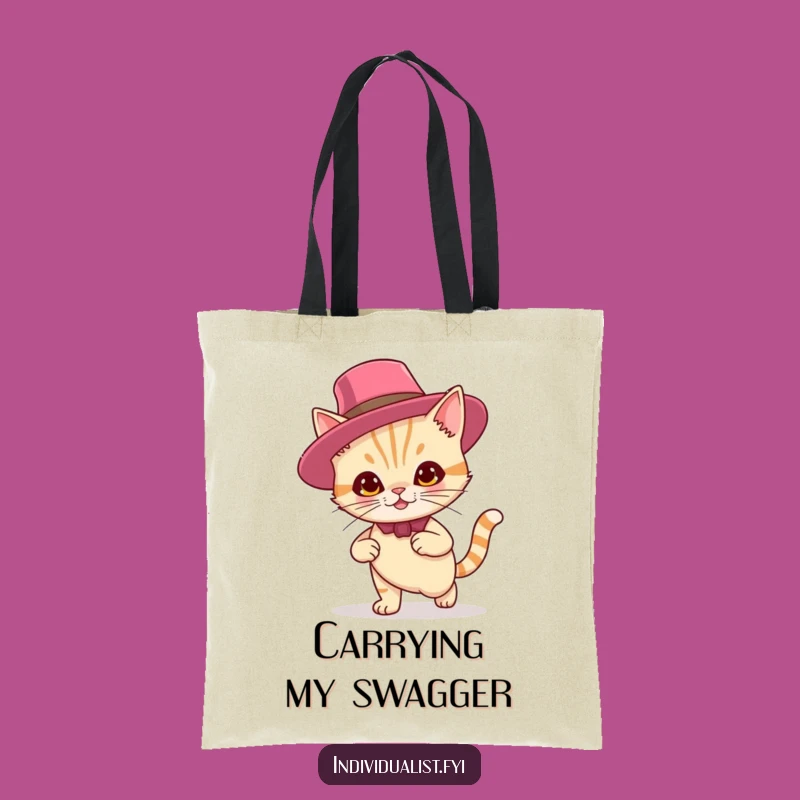 Funny Cat Hat Smirk Tote Bag: Fashionable Feline Accessory, Ideal Humorous Gift