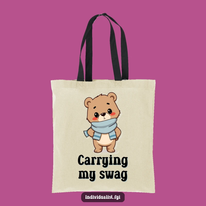 Funny Bear Cub Scarf Tote Bag: Stylish and Hilarious Carry-All for Fashionable Adventures