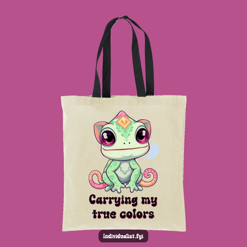 Funny Curious Chameleon Pattern Tote Bag - Vibrant Carry-All for Essentials