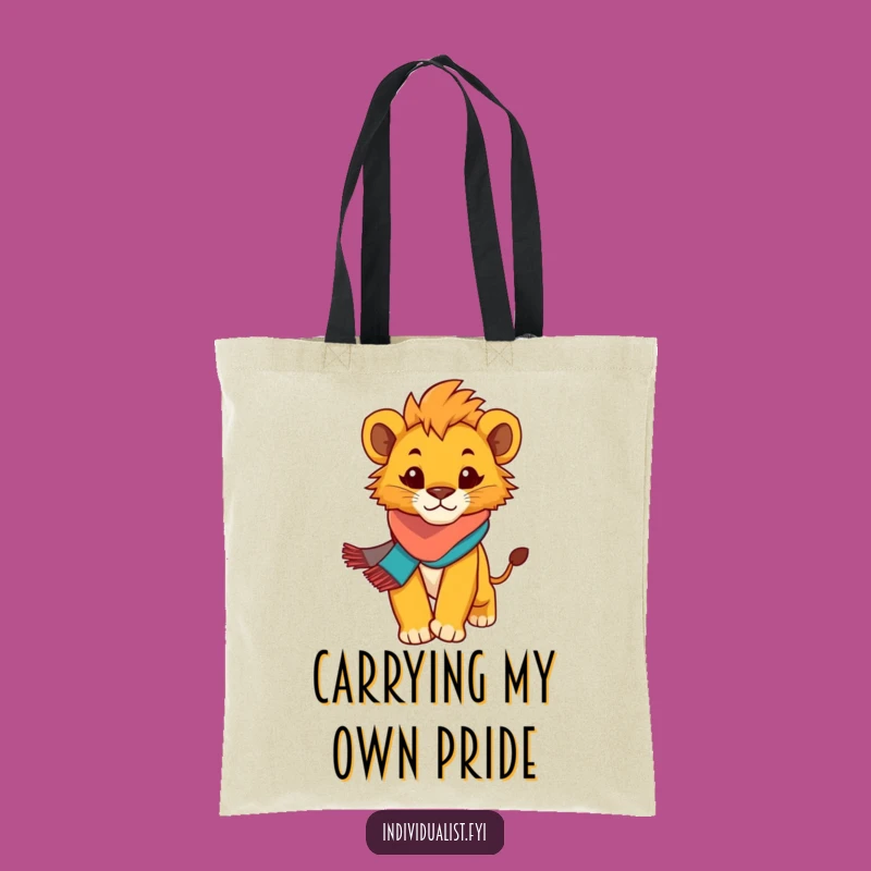 Funny Lion Cub Tote Bag: Durable Bag with Determined Cub, Fun Gift