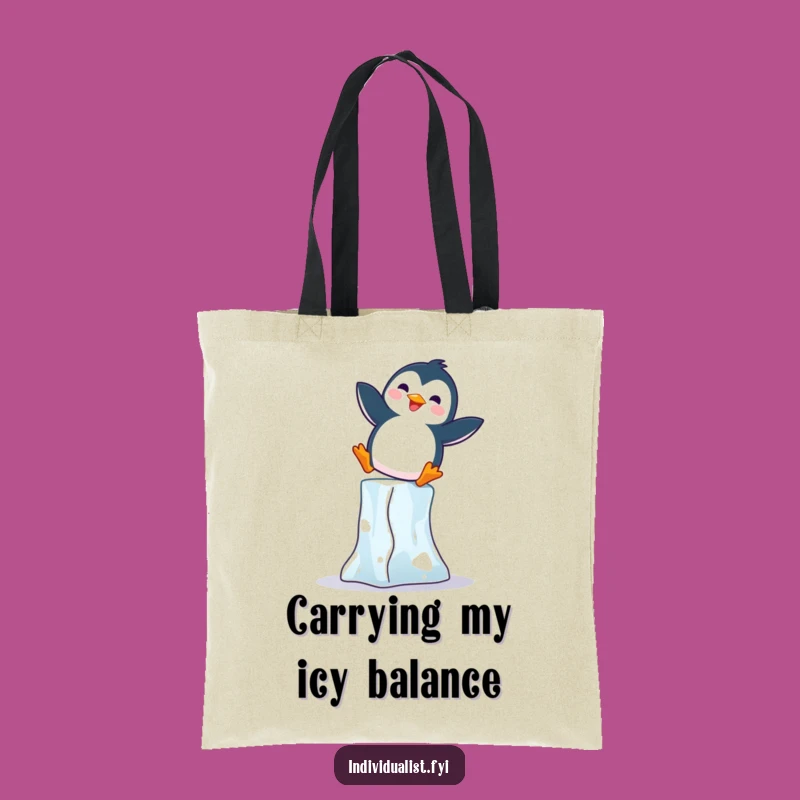 Funny Penguin Tote Bag: Durable Bag with Balancing Penguin, Cute Gift
