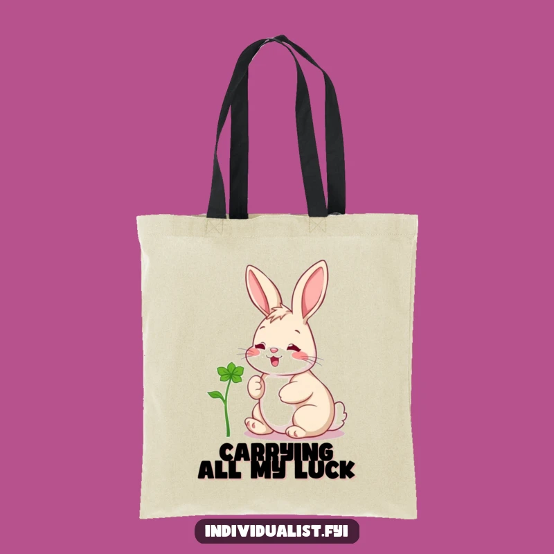 Funny Rabbit Clover Tote Bag: Carry Your Luck with a Cheerful Hare - Perfect Funny Gift!