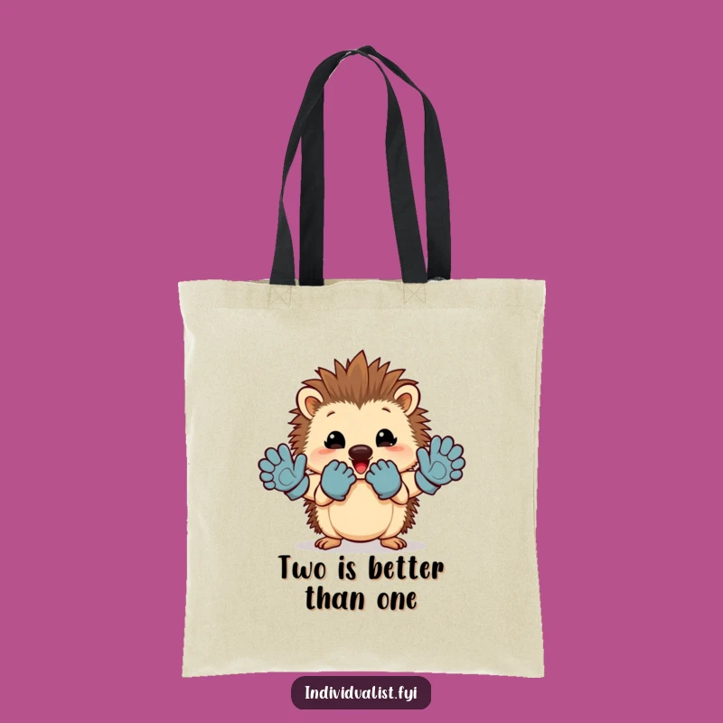 Funny Hedgehog Mismatched Gloves Tote Bag: Carry Your Laughs in Style